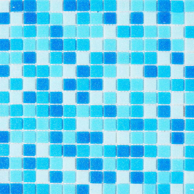 Mosaico de piscina de vidro derretido a quente mistura azul quadrado