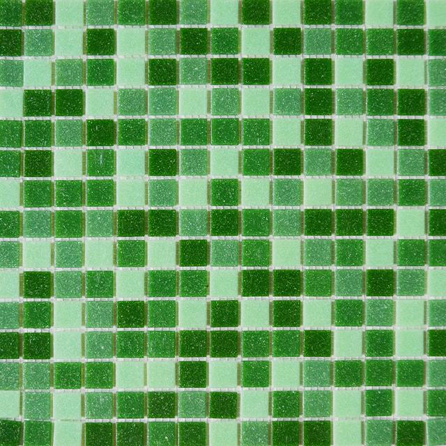 Mosaico de vidro quadrado misto verde 20X20