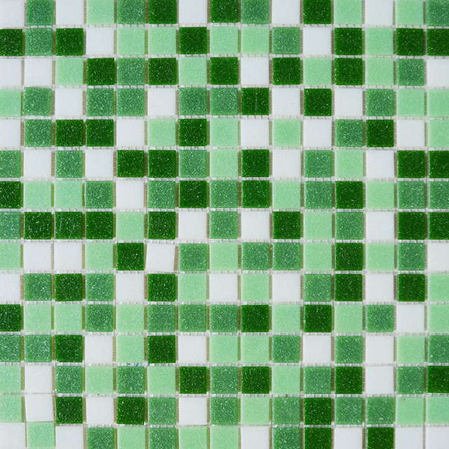 Mosaico de vidro quadrado misto verde 20X20